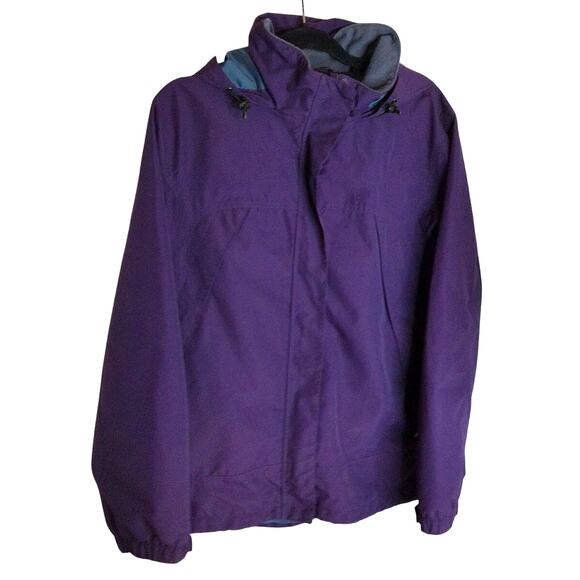 Lands End Purple Windbreaker Waterproof Jacket With Hood Size Large READ - Picture 1 of 10